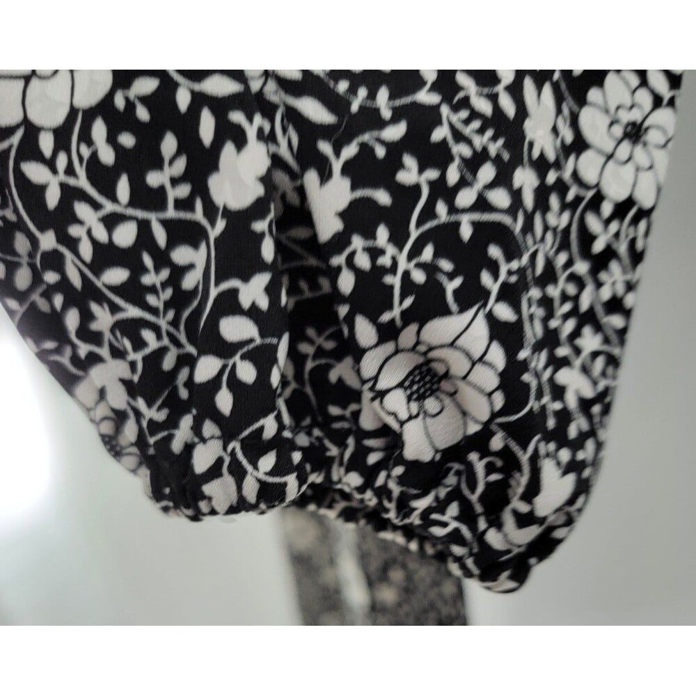 MICHAEL KORS BLACK & BONE FLORAL STRETCH BUTTON DOWN MIDI DRESS - Picture 6 of 6